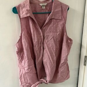 CJ Banks Pink Sleeveless Button Down Shirt